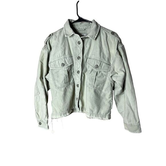 American Eagle Outfitters Jackets & Blazers - American Eagle Olive Green Cotton Military Cropped Jacket Shacket Size Medium‎